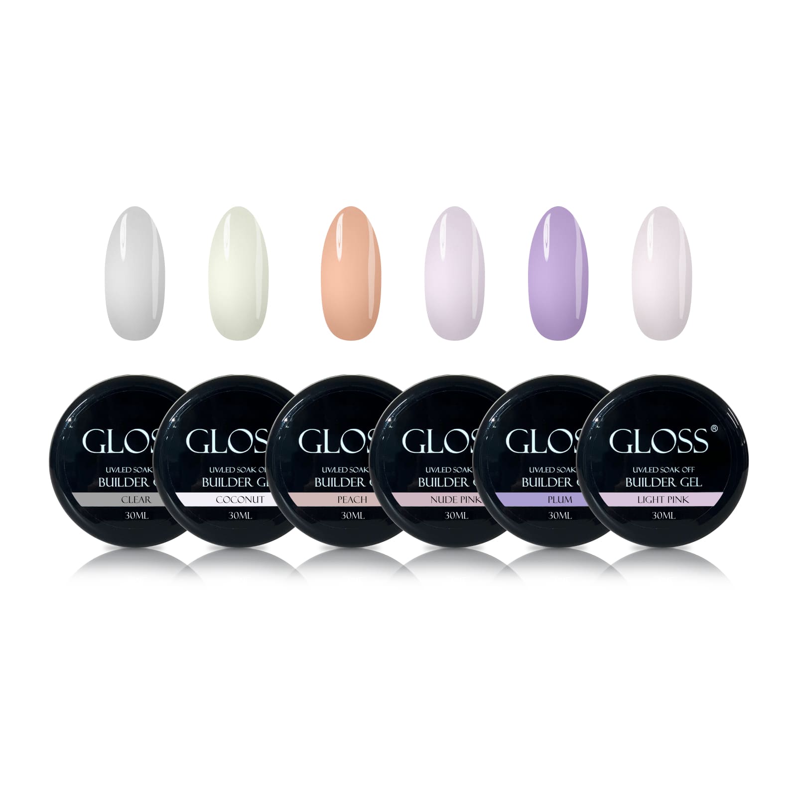 GLOSS Builder gel set, 6 pcs (30 ml)